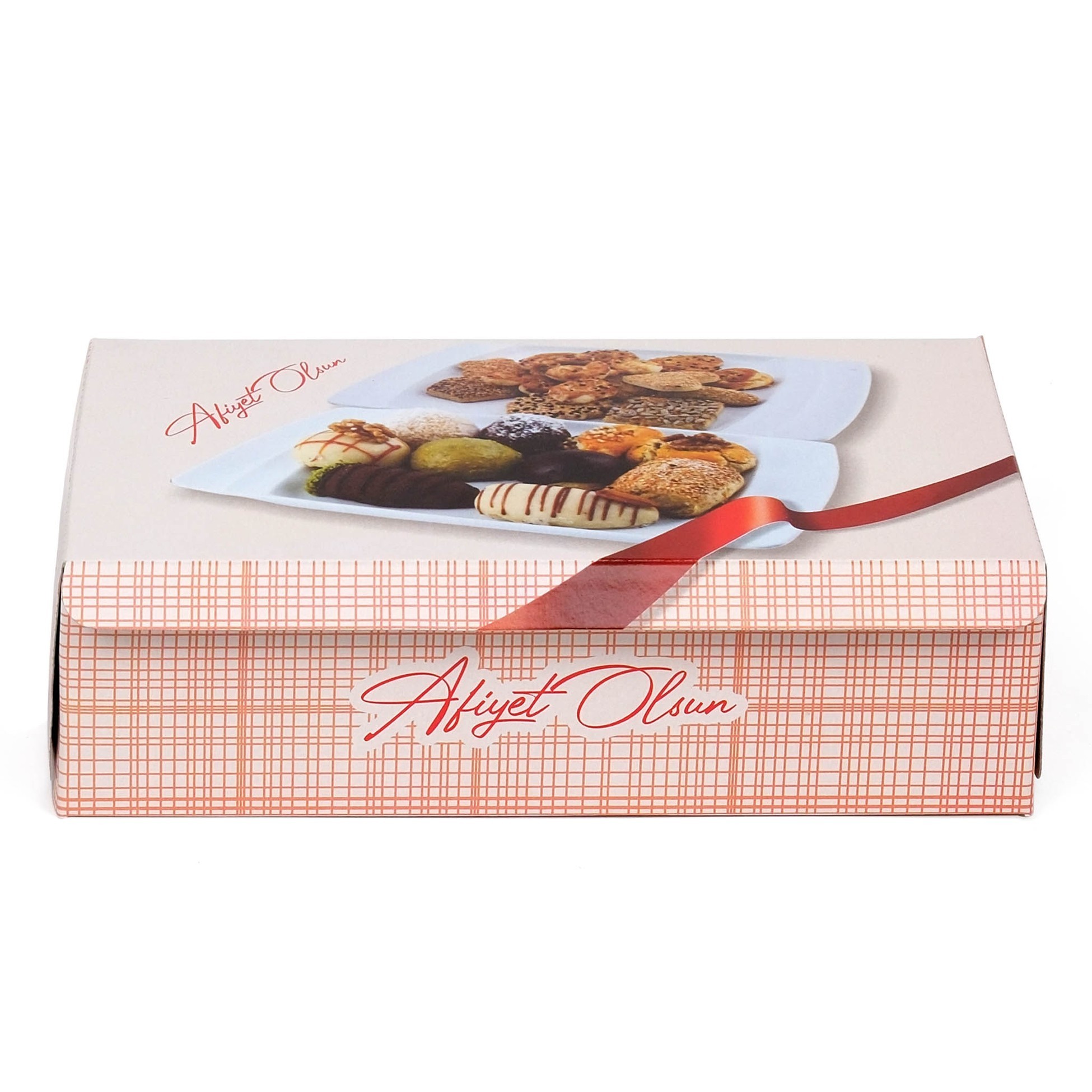 Sade Kuru Pasta Kutusu Afiyet Olsun Yazılı 21.3x11.8x6 cm