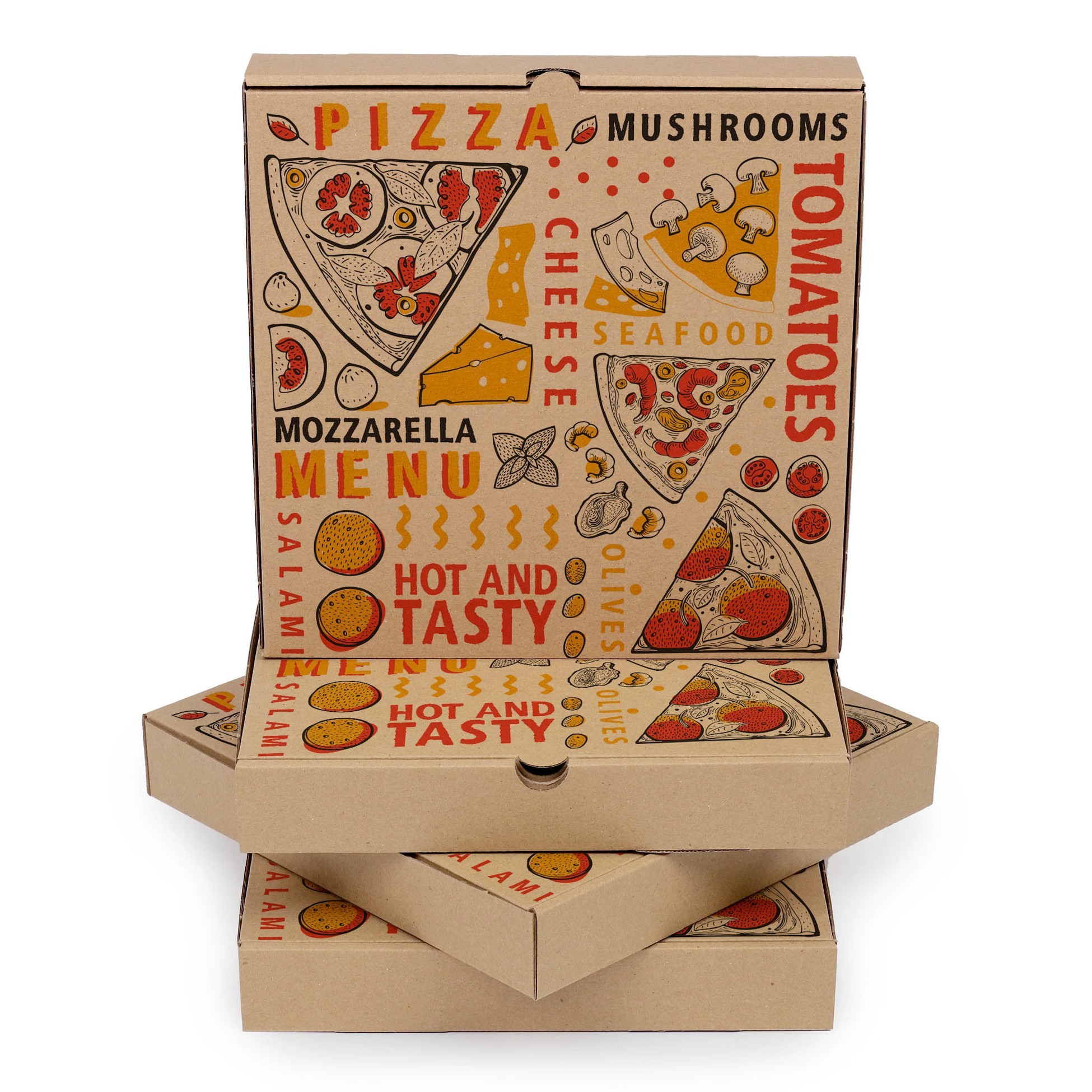 Baskılı Esmer Pizza Kutusu