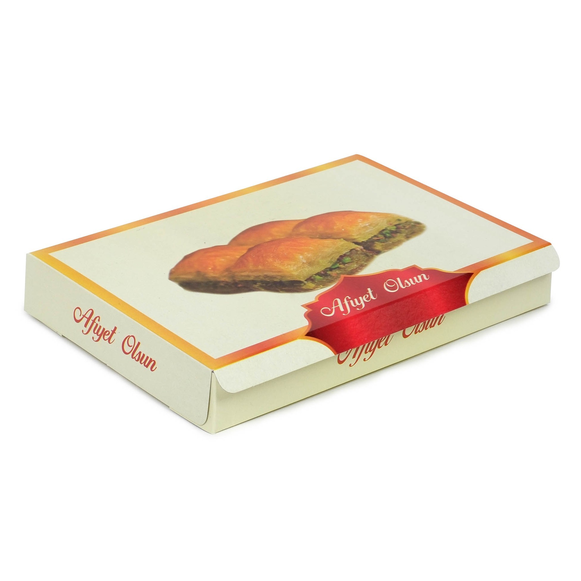 Sedefli Baklava Kutusu Afiyet Olsun Yazılı 18x26x4 cm