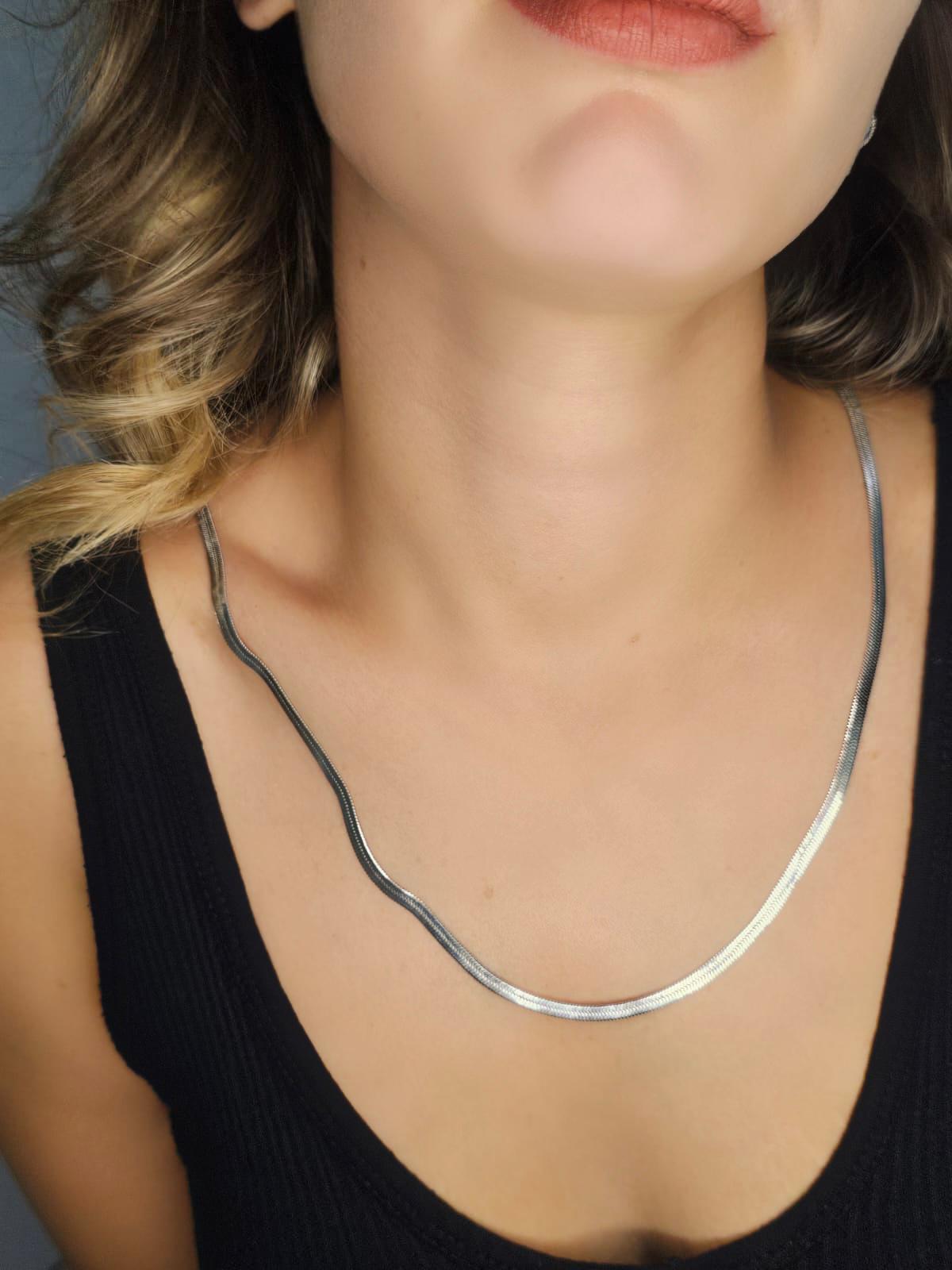 Gümüs Kaplama Düz Bileklik Kombini Kolye 