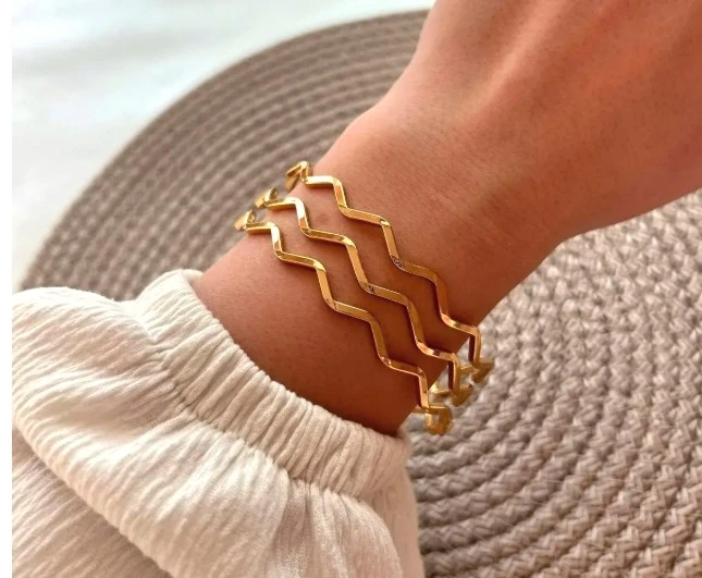 Ajda Bilezik Zigzak Üçlü Set 