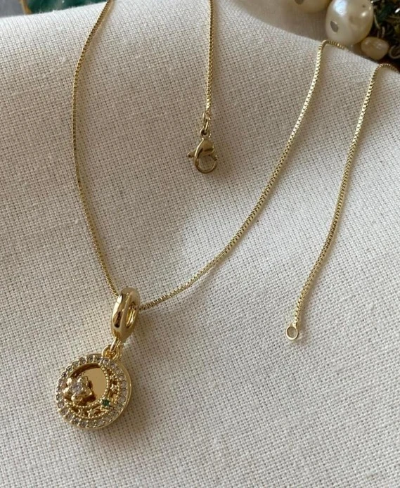 Çift Plakalı Taşlı Ay ve Yıldız Kolye