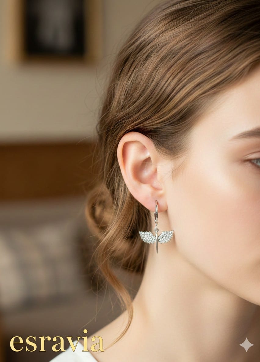 Silver Taşlı Anka Küpe