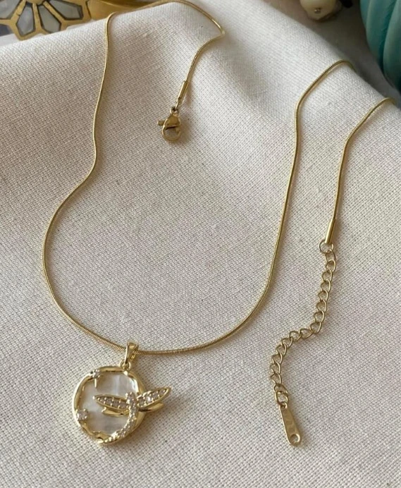 Çelik Sedefli Taşlı Yusufçuk Kolye