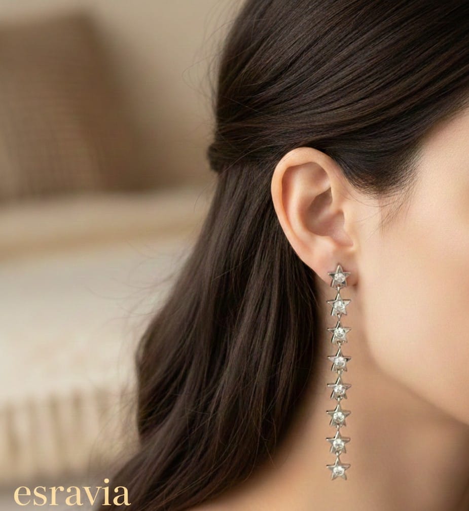 Taşlı Sıralı Yıldızlar Küpe