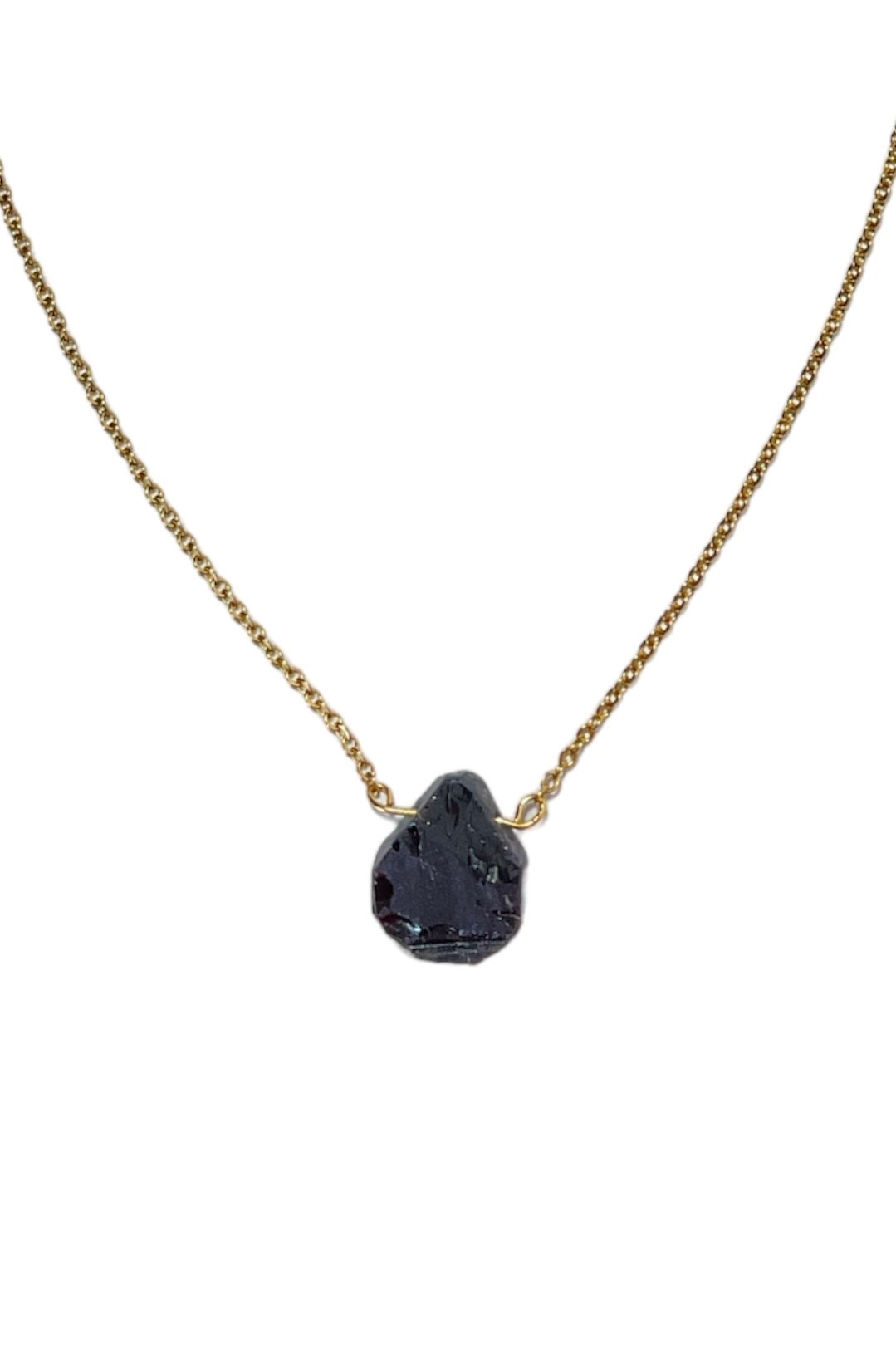 Turmalin,18k gold plated natural stone necklace on steel