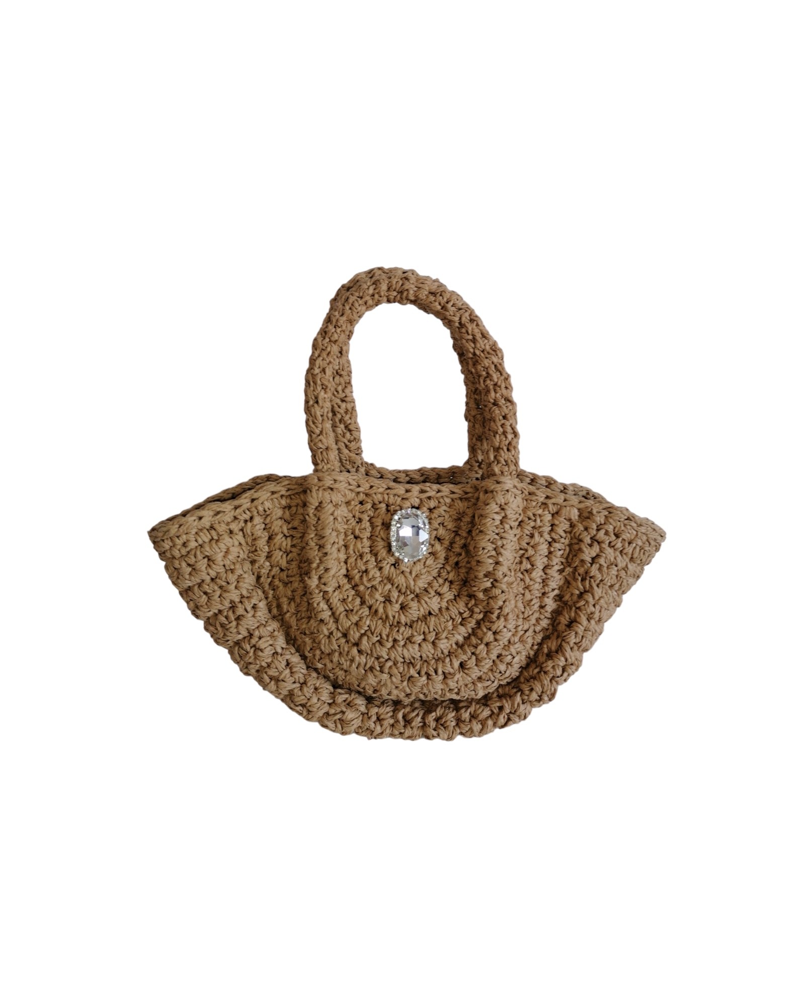 Micro Bianca Handbag with Crystal - Natural straw