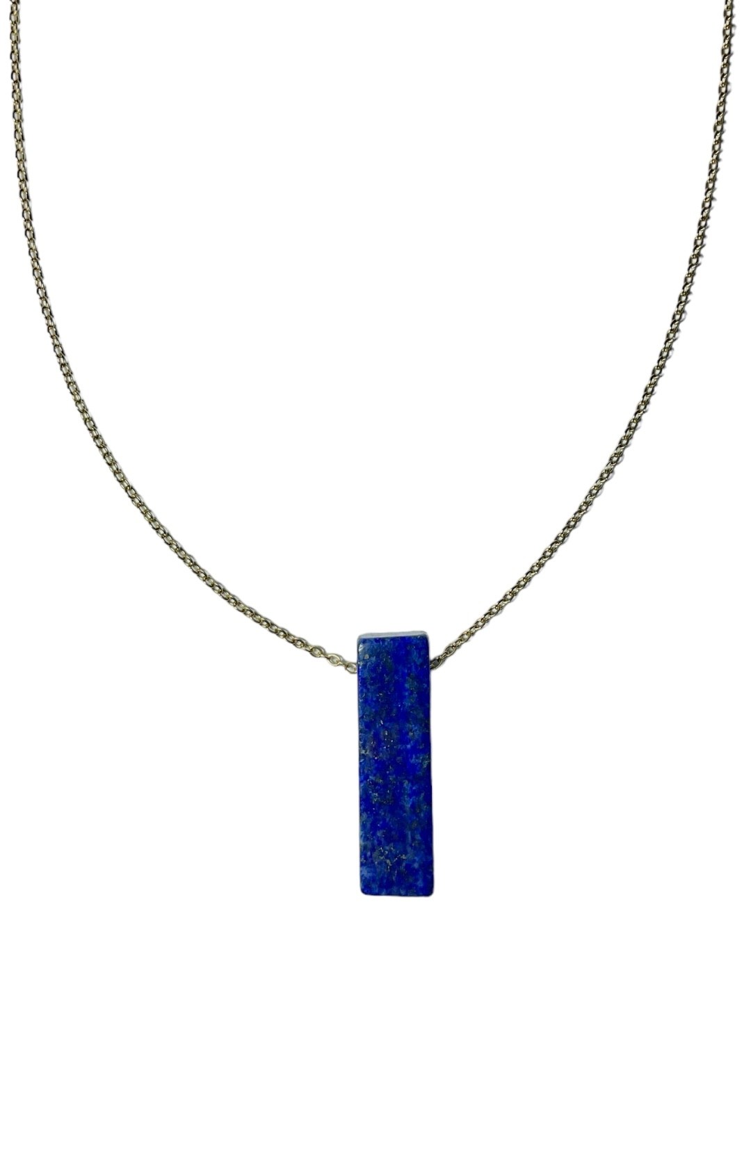 Lapis lazuli çelik üzeri 18k altın kaplama doğal taş kolye