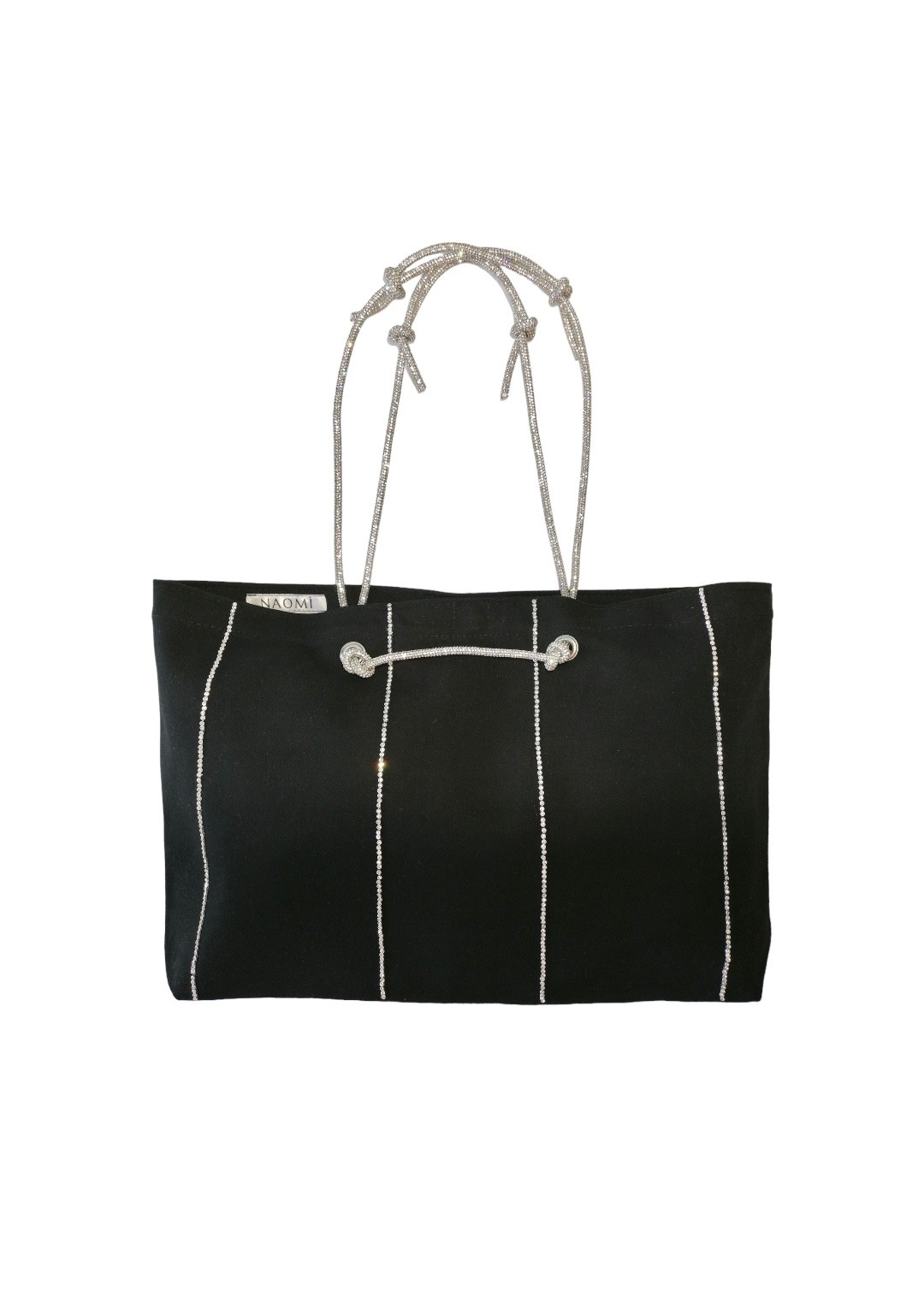 Siyah Gia kristal taşlı kanvas kol çantası