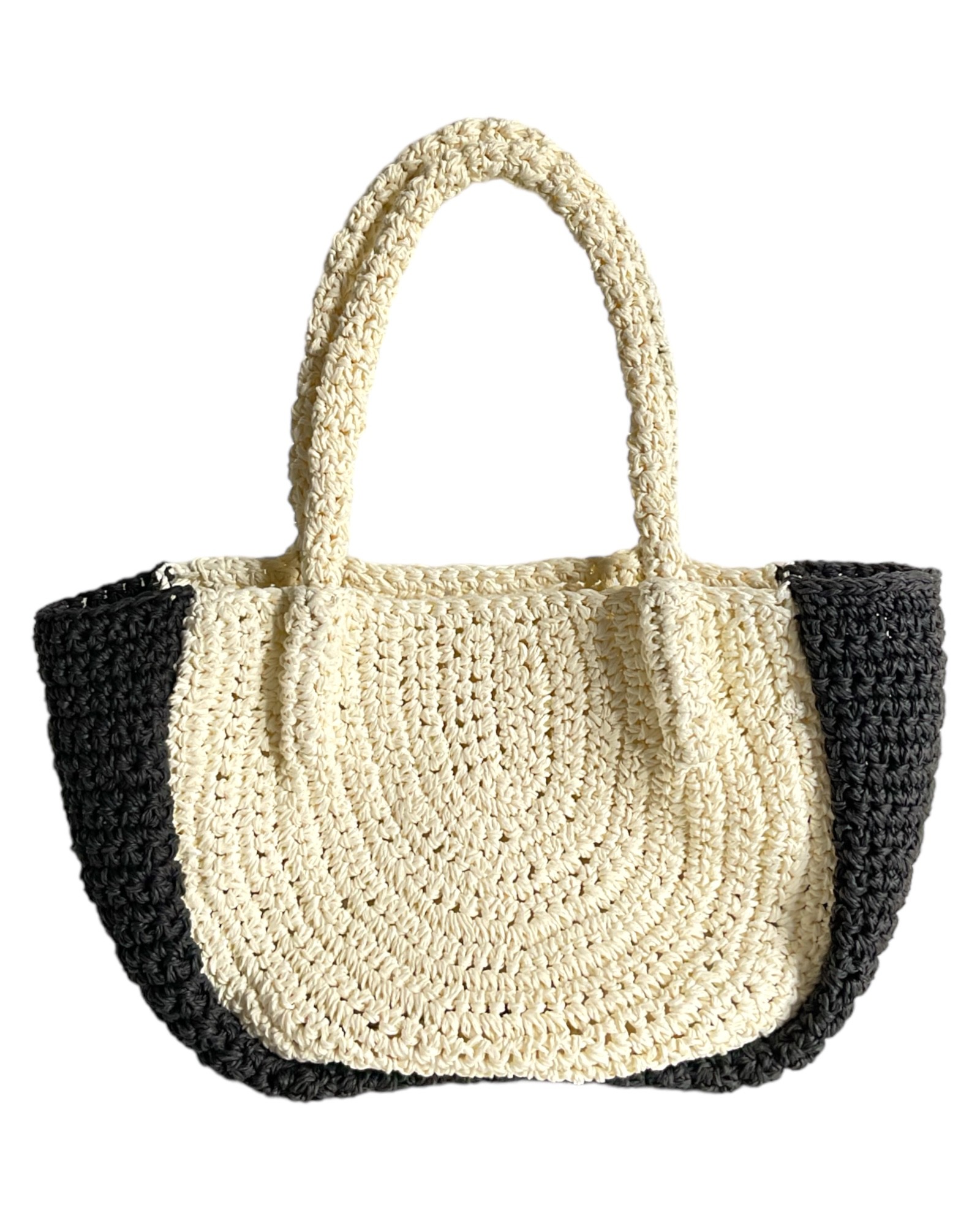 Maxi Bianca Shoulder Bag  - Black-Cream