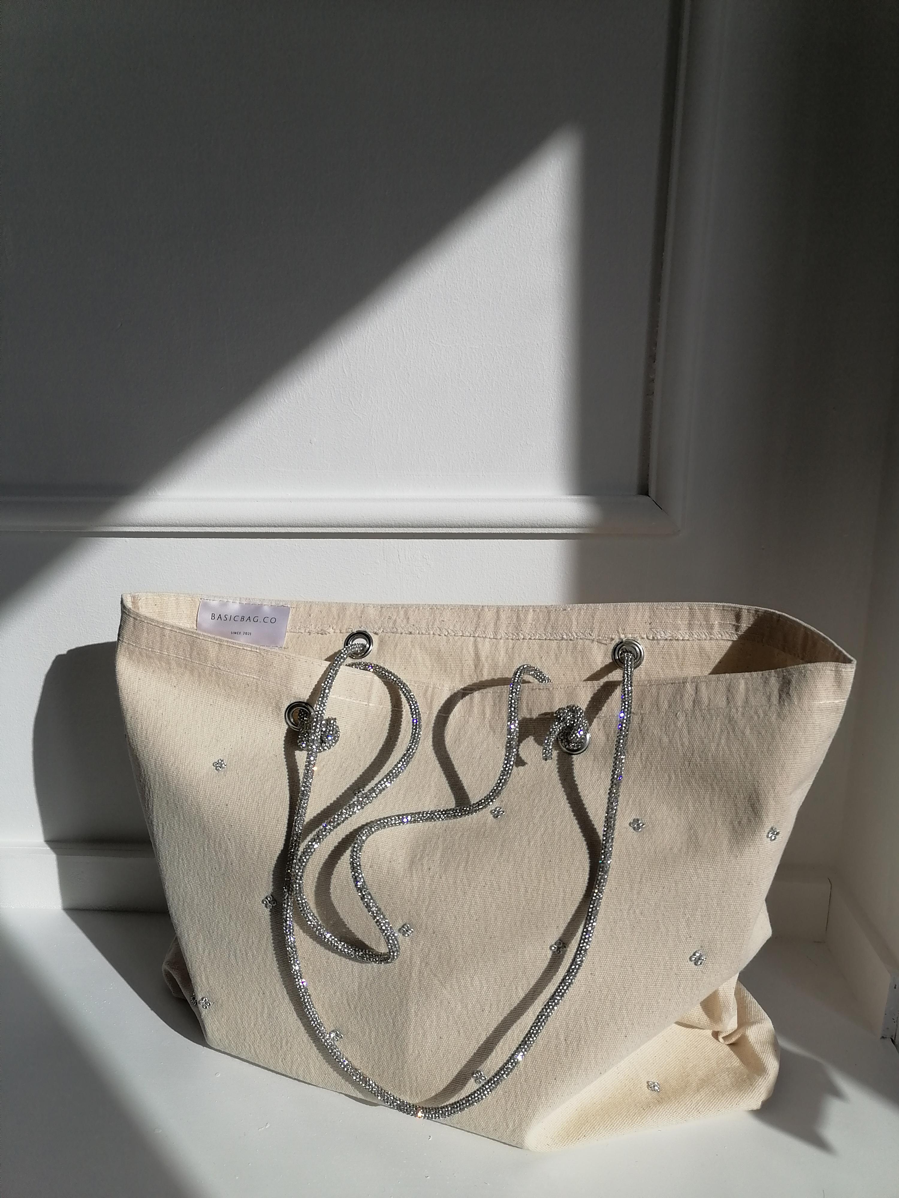 Sienna kristal taşlı kanvas kol çantası