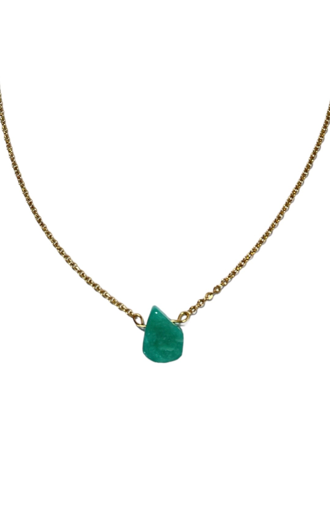 Amazonite,18k gold plated natural stone necklace on steel