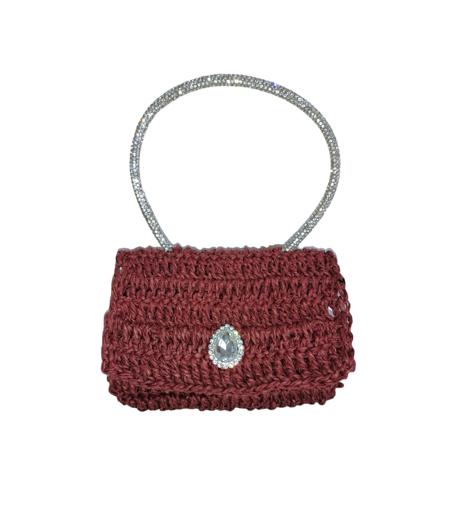 Mia handbag with crystal handle - Bordo