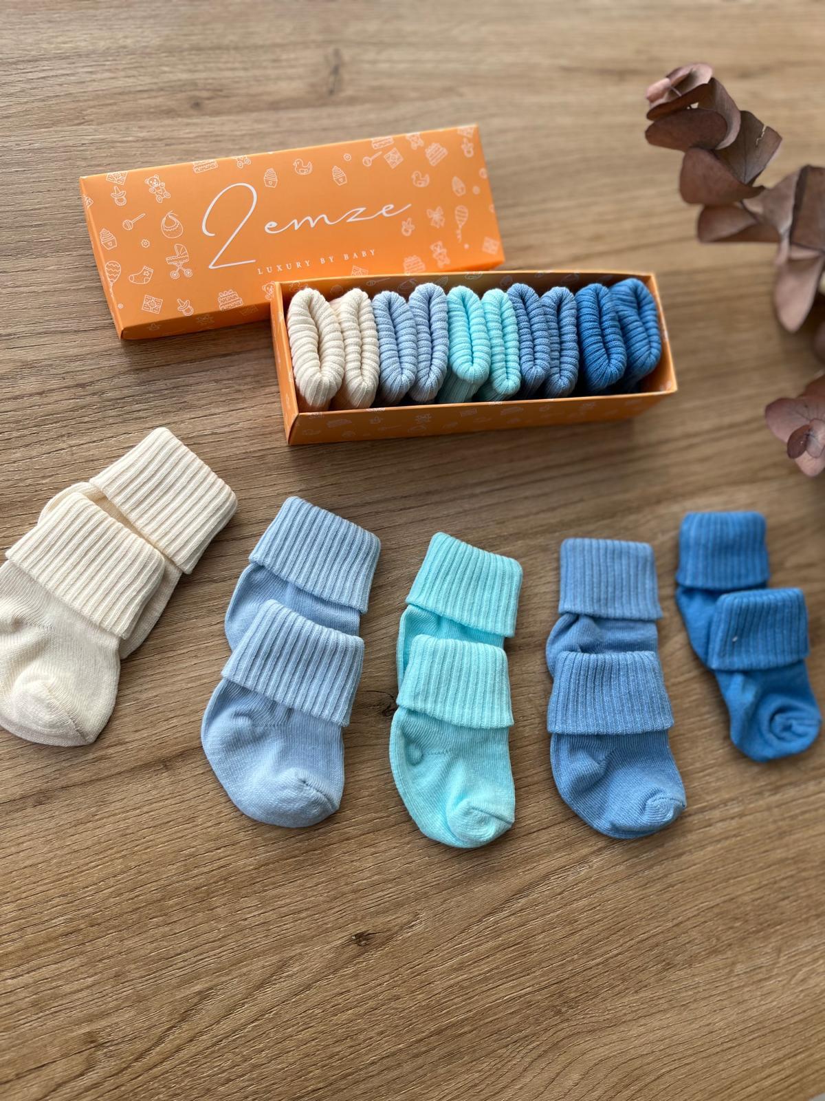 Kutulu 5'li Bebek Dikişsiz Çorap Bambu Organik/ Yenidoğan Çorap