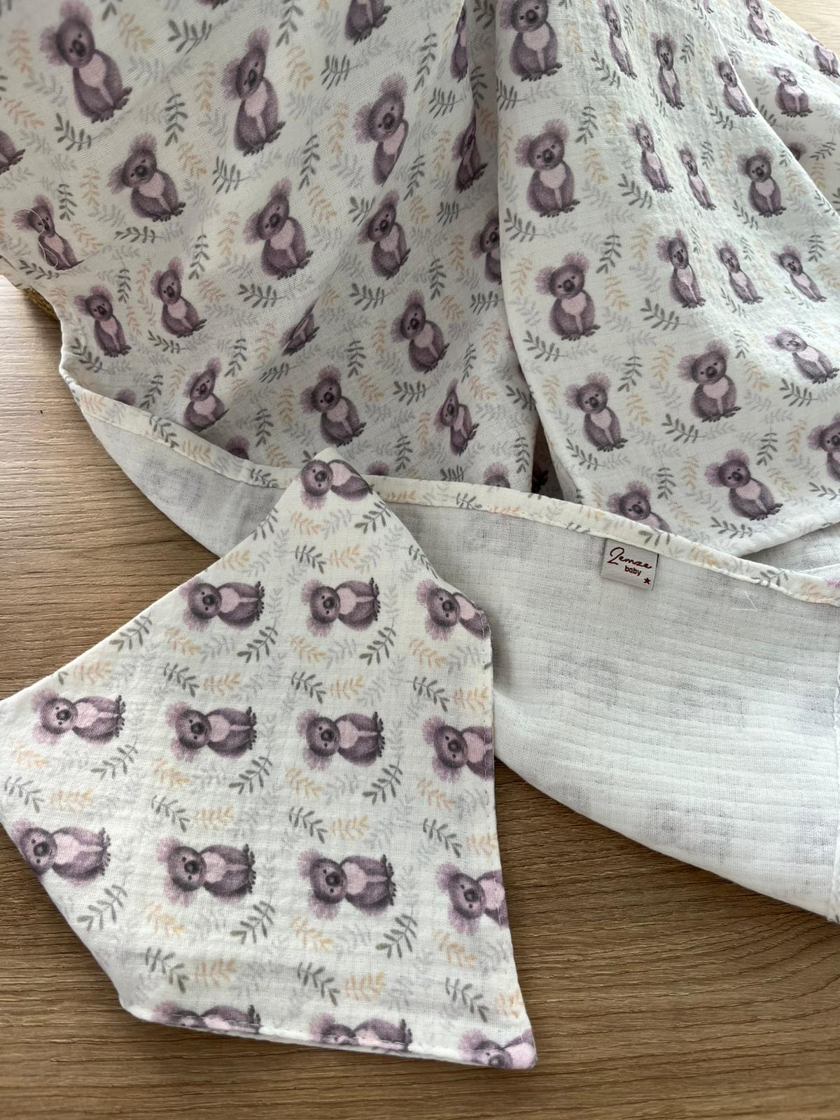 Çift Kat Desenli Müslin Örtü&Fular-Koala