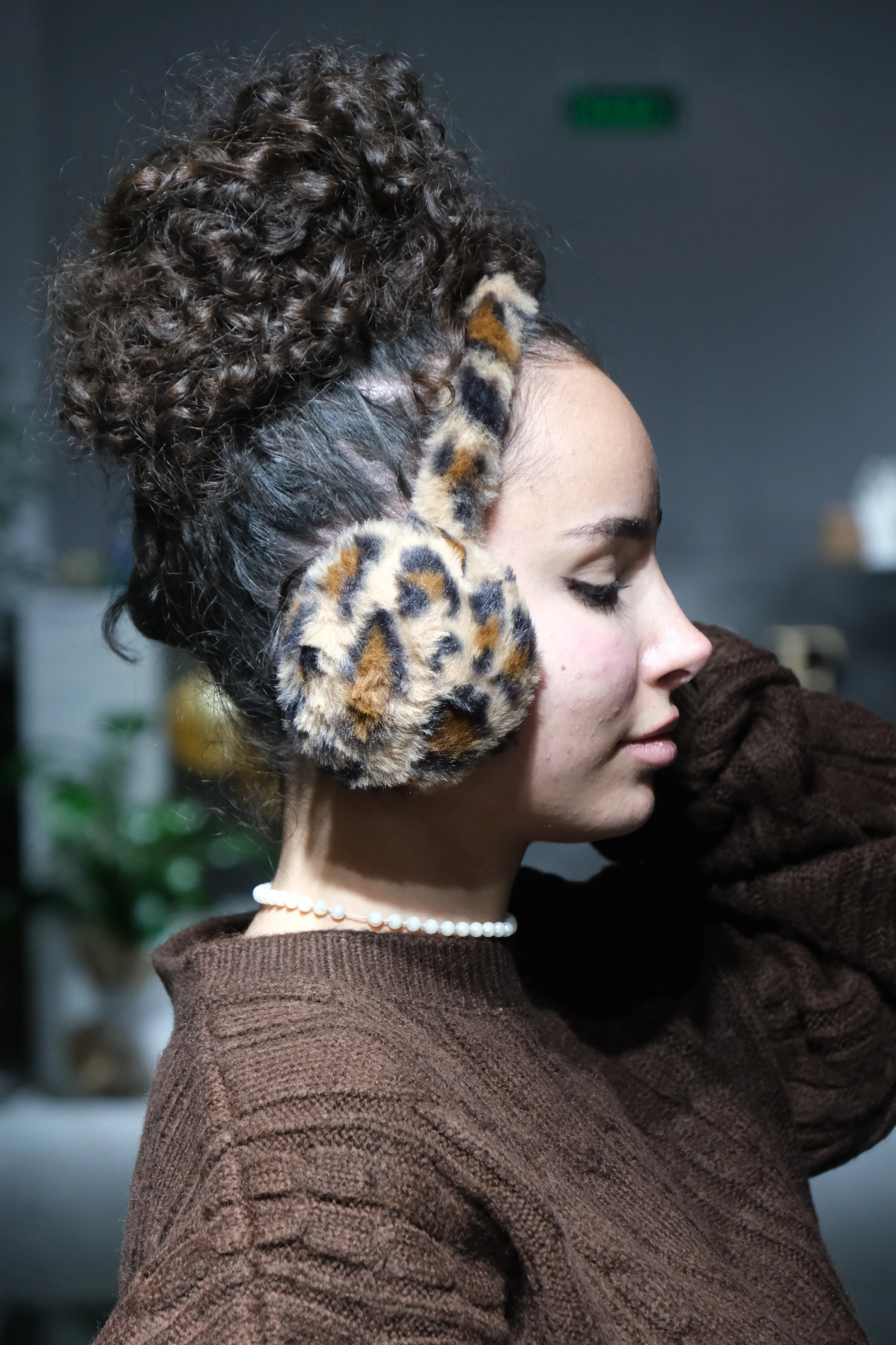 Kadın Leopar Puff Kulaklık main variant image