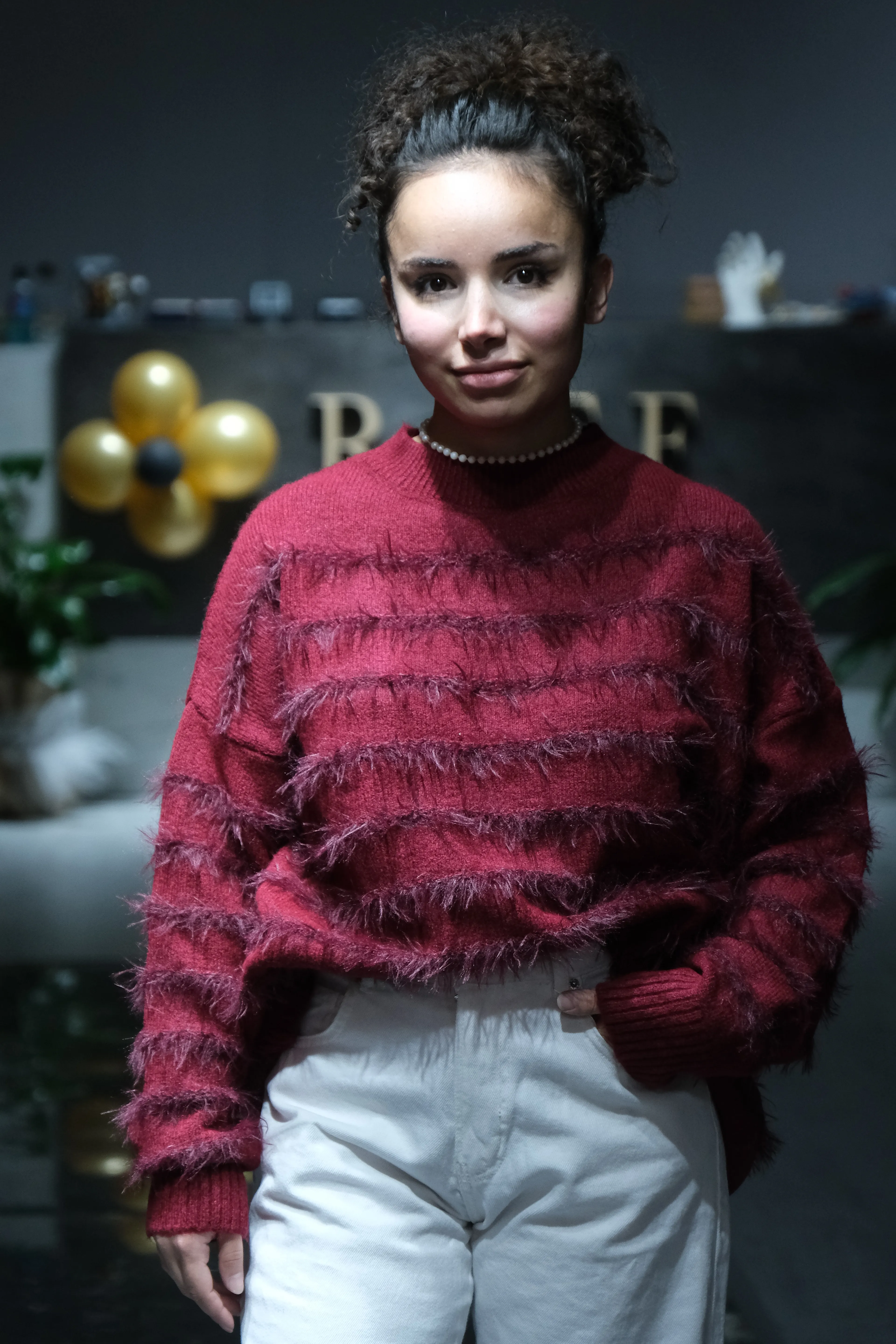 Kadın Tüy Çizgili Kazak image