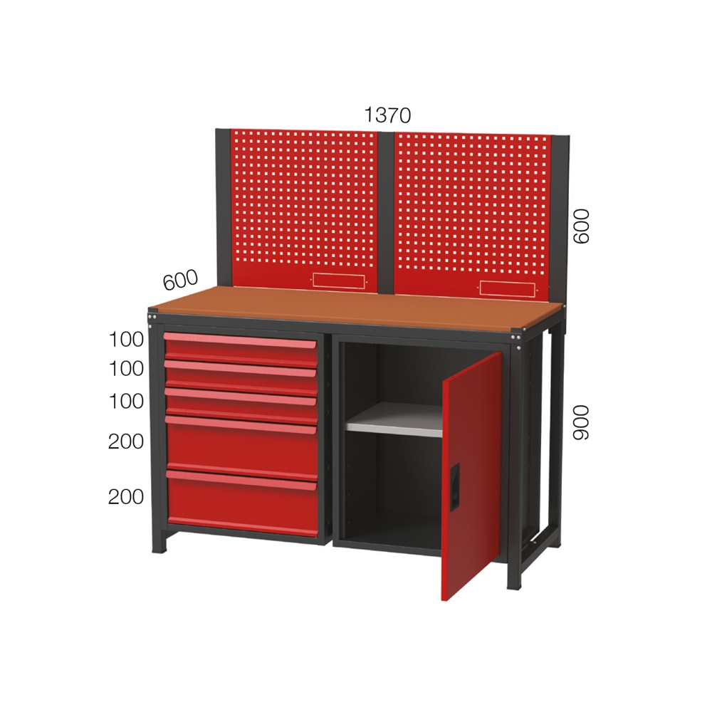 Orta Çalışma Tezgahı - 5 Çekmeceli ve Dolaplı