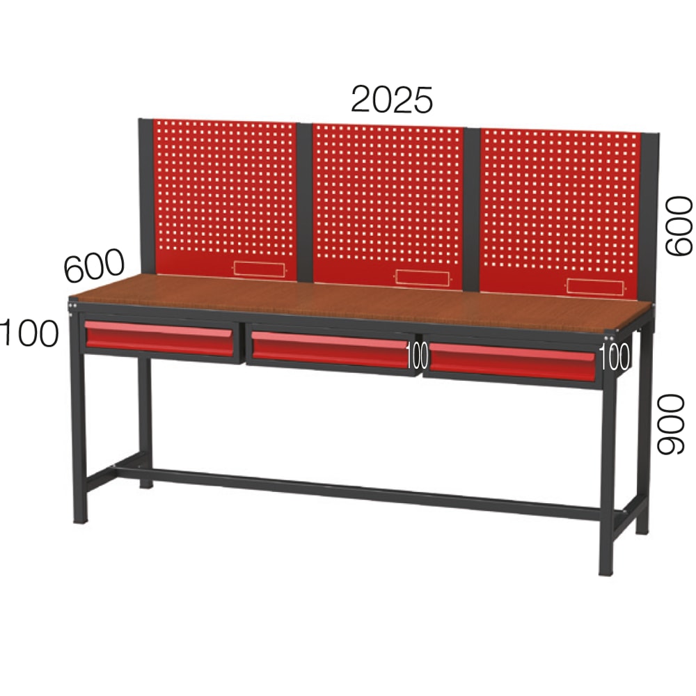 Uzun Çalışma Tezgahı - 1+1+1 Çekmeceli