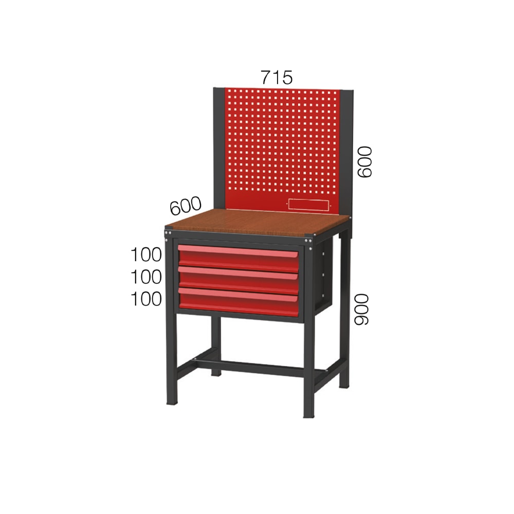 Kısa Çalışma Tezgahı - Üç Çekmeceli