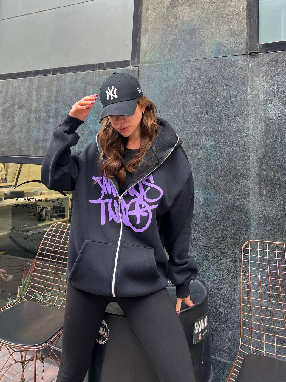 Minus Two Mor Oversize Unisex Hırka 