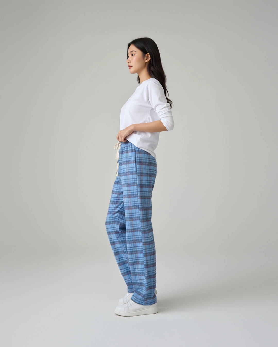 Mavi Ekose Detail Unisex Eşofman Altı