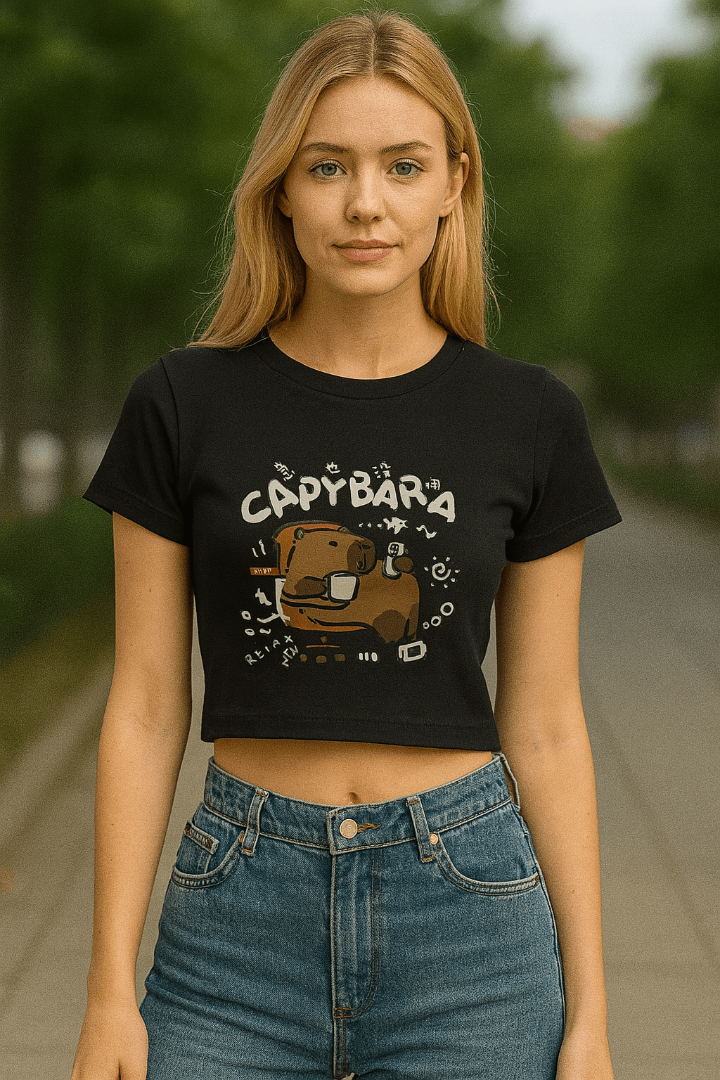 Cappybara Baskı Crop