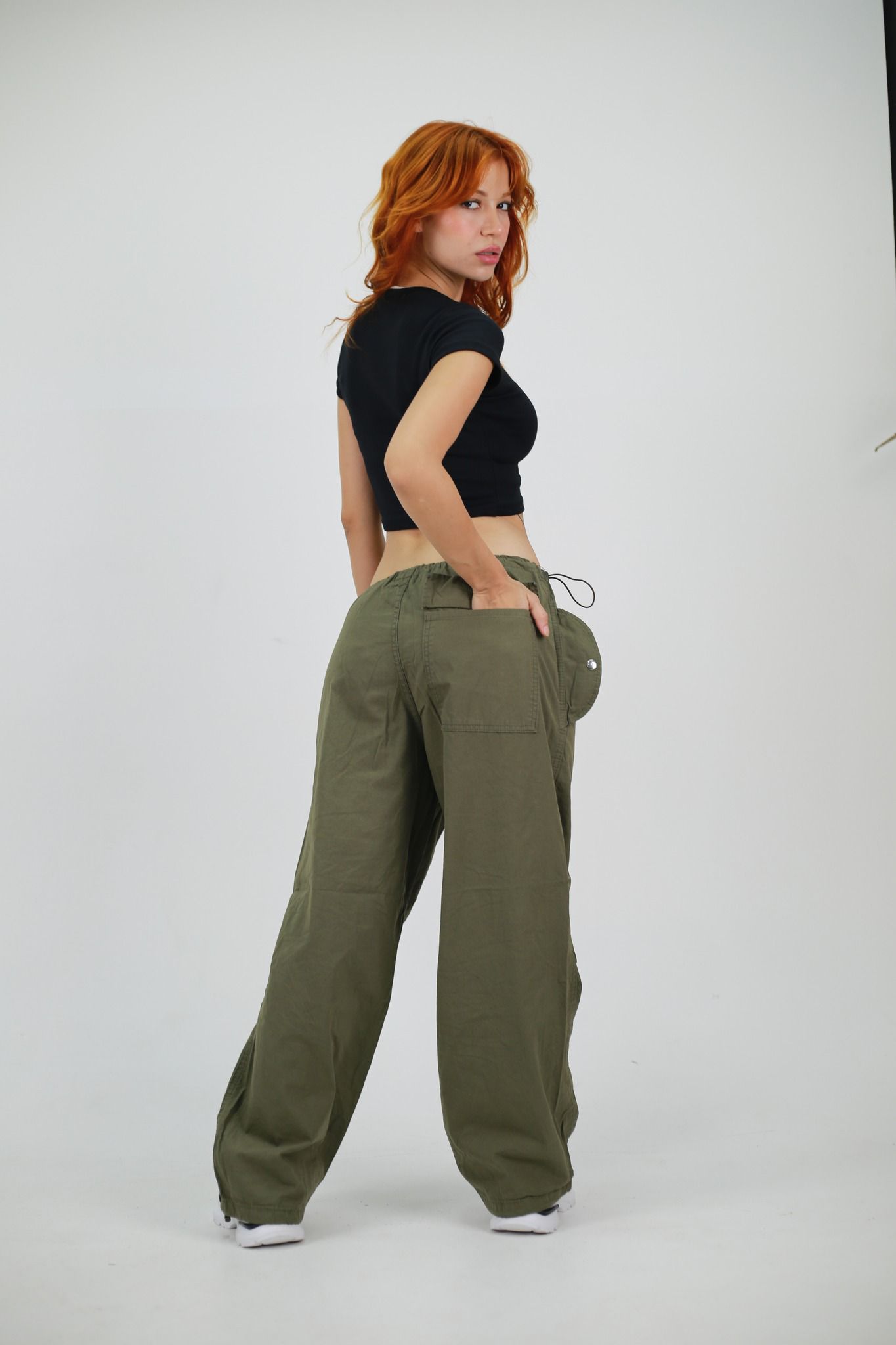 Haki Tactical Ayarlanabilir Bel Kumaş Unisex Pantolon