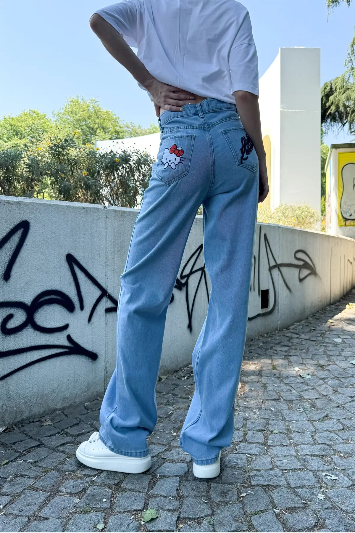 Açık Mavi Kitty Pantalon