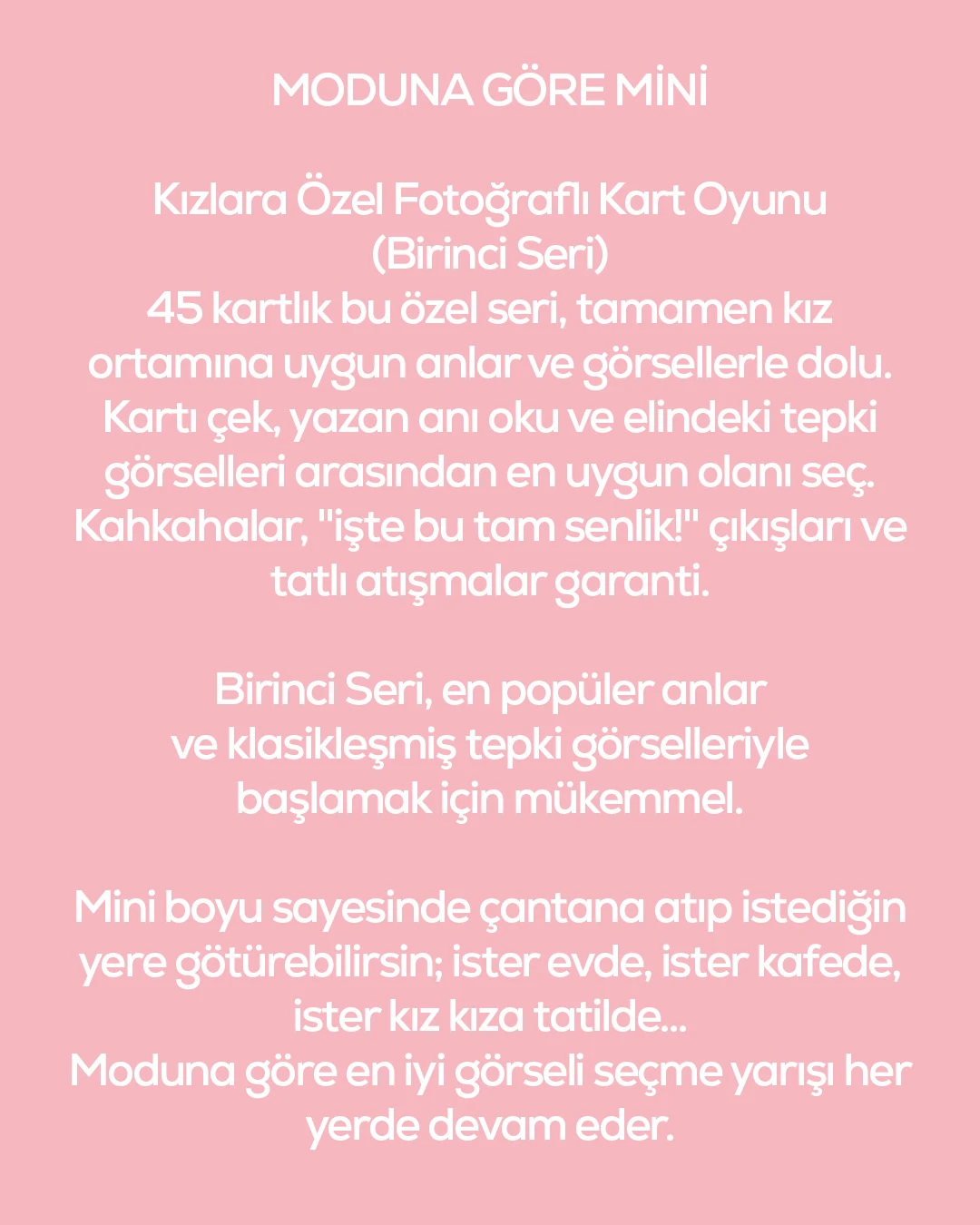 Pembe Modunu Bul Kızlara Özel Seri Eğlenceli Kart Oyunu