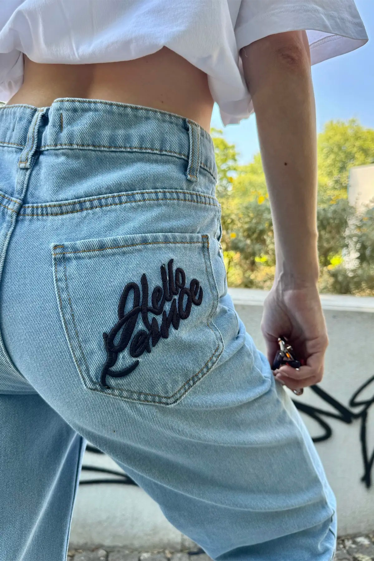 Açık Mavi Kitty Pantalon