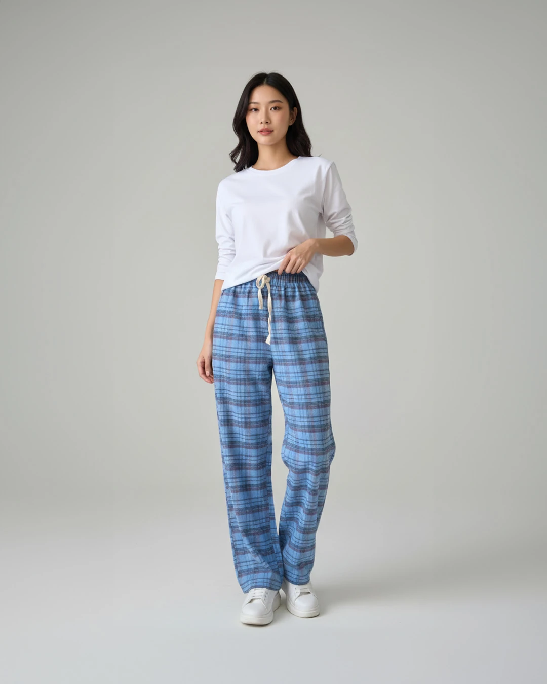 Mavi Ekose Detail Unisex Eşofman Altı