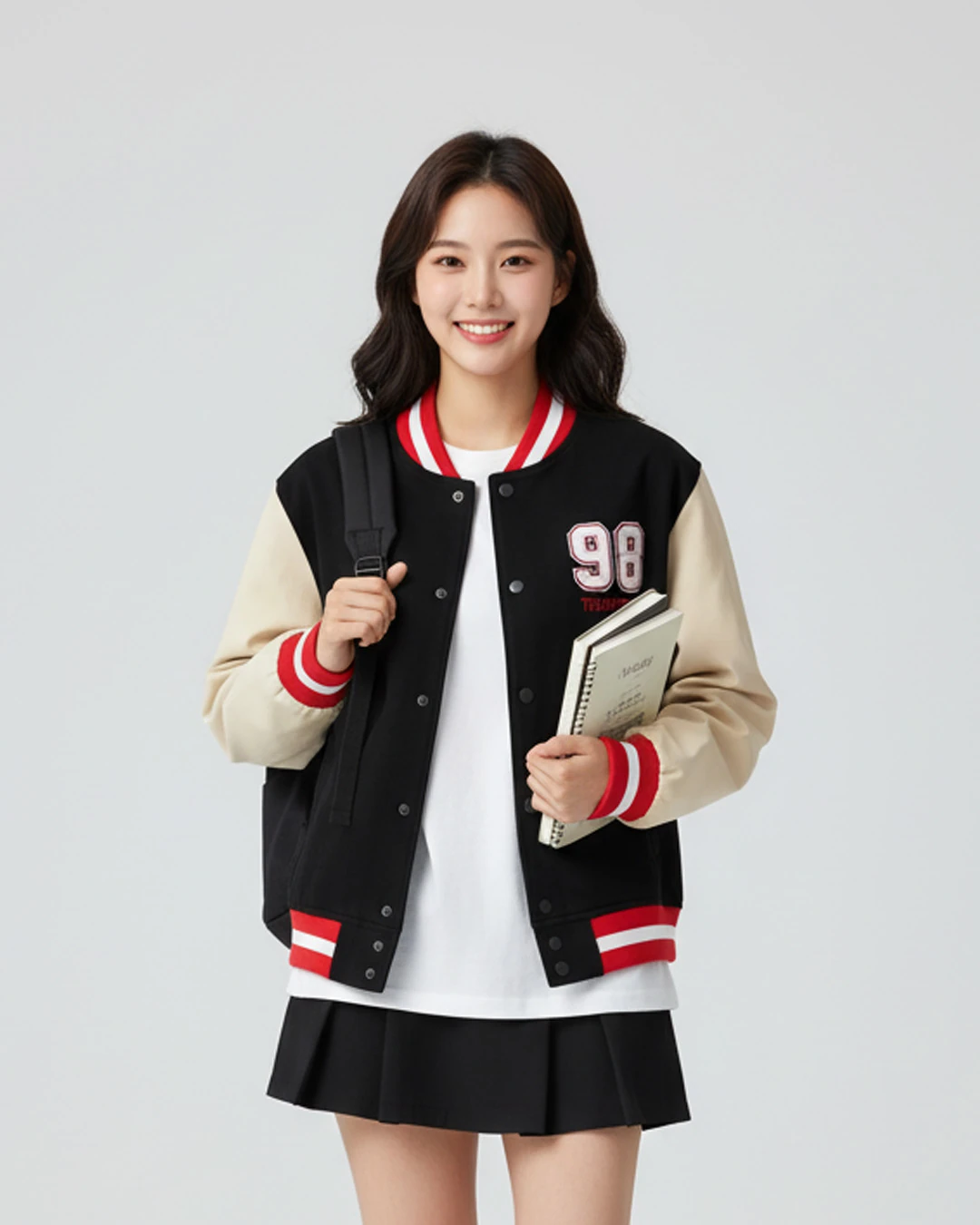 Siyah 98 Detail Kot Unisex Kolej Ceket