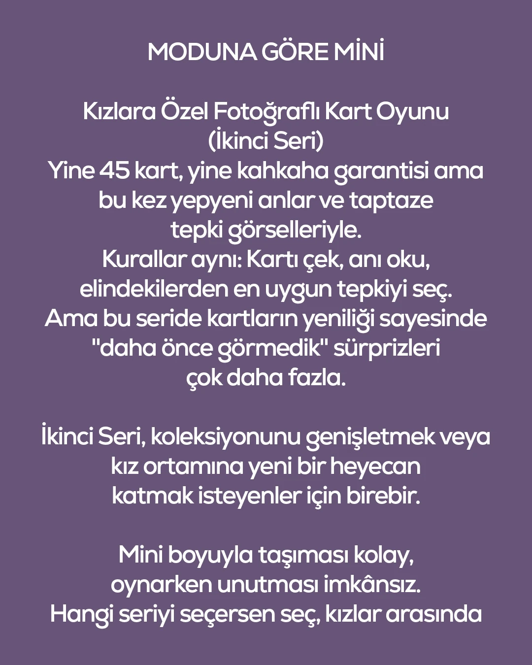 Mor Modunu Bul Mini Kızlara Özel Eğlenceli Kart Oyunu