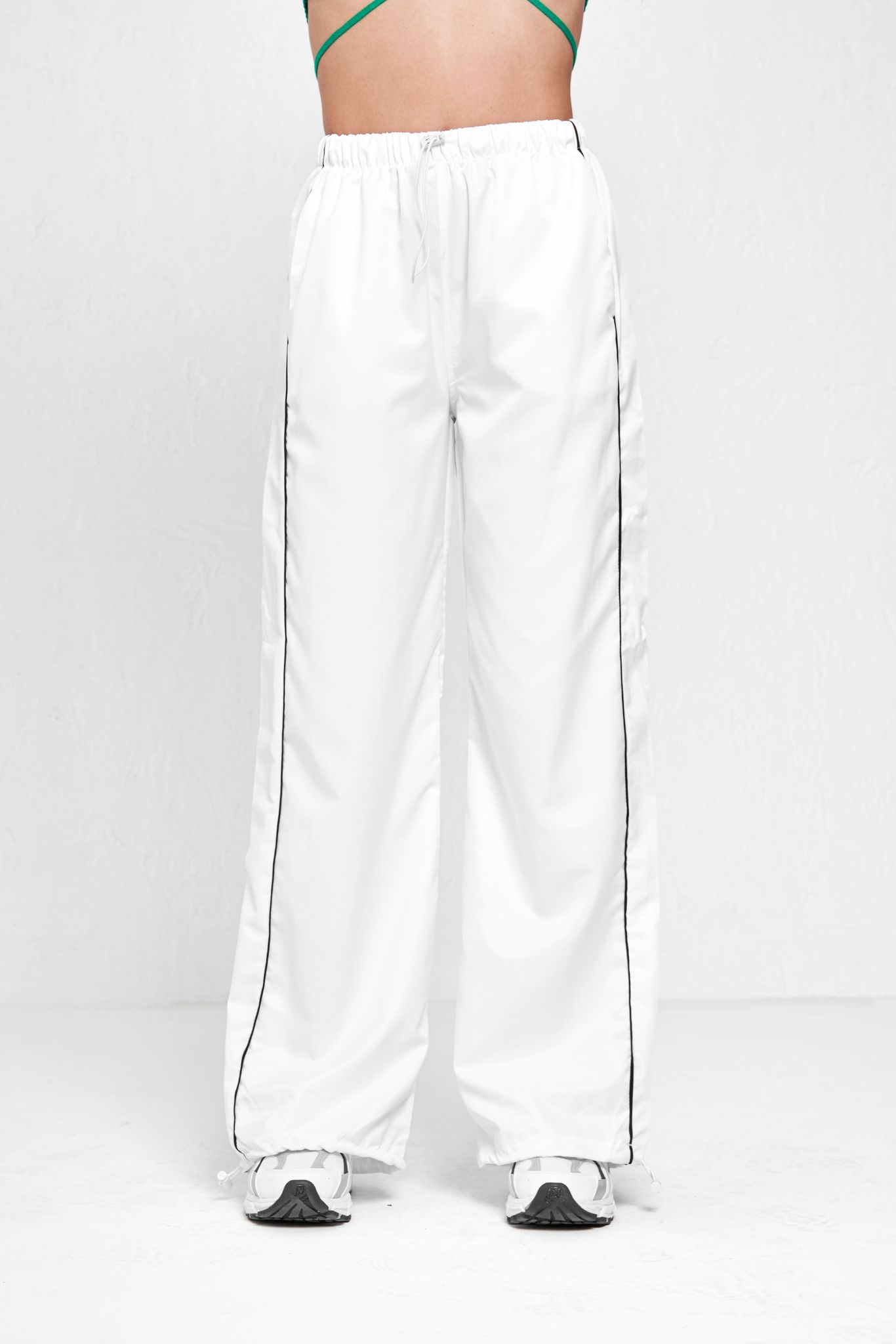 White Two Line Detail Baggy Unisex Eşofman Altı