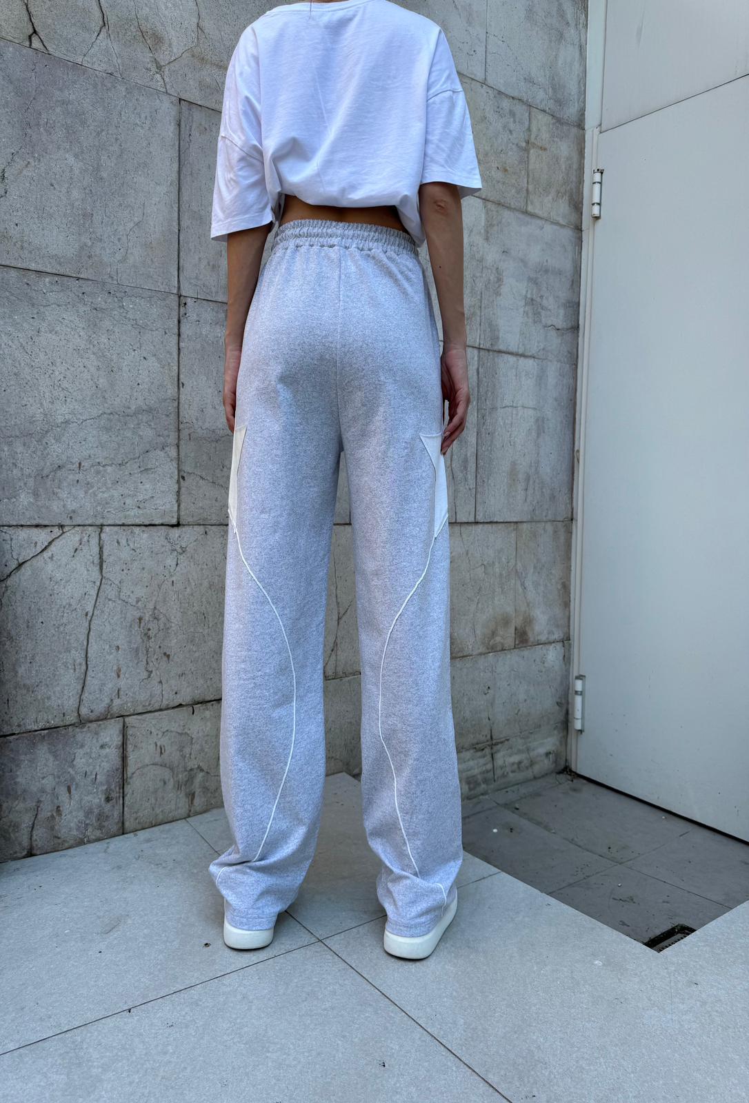 Gri Stars Detail Unisex Eşofman Altı