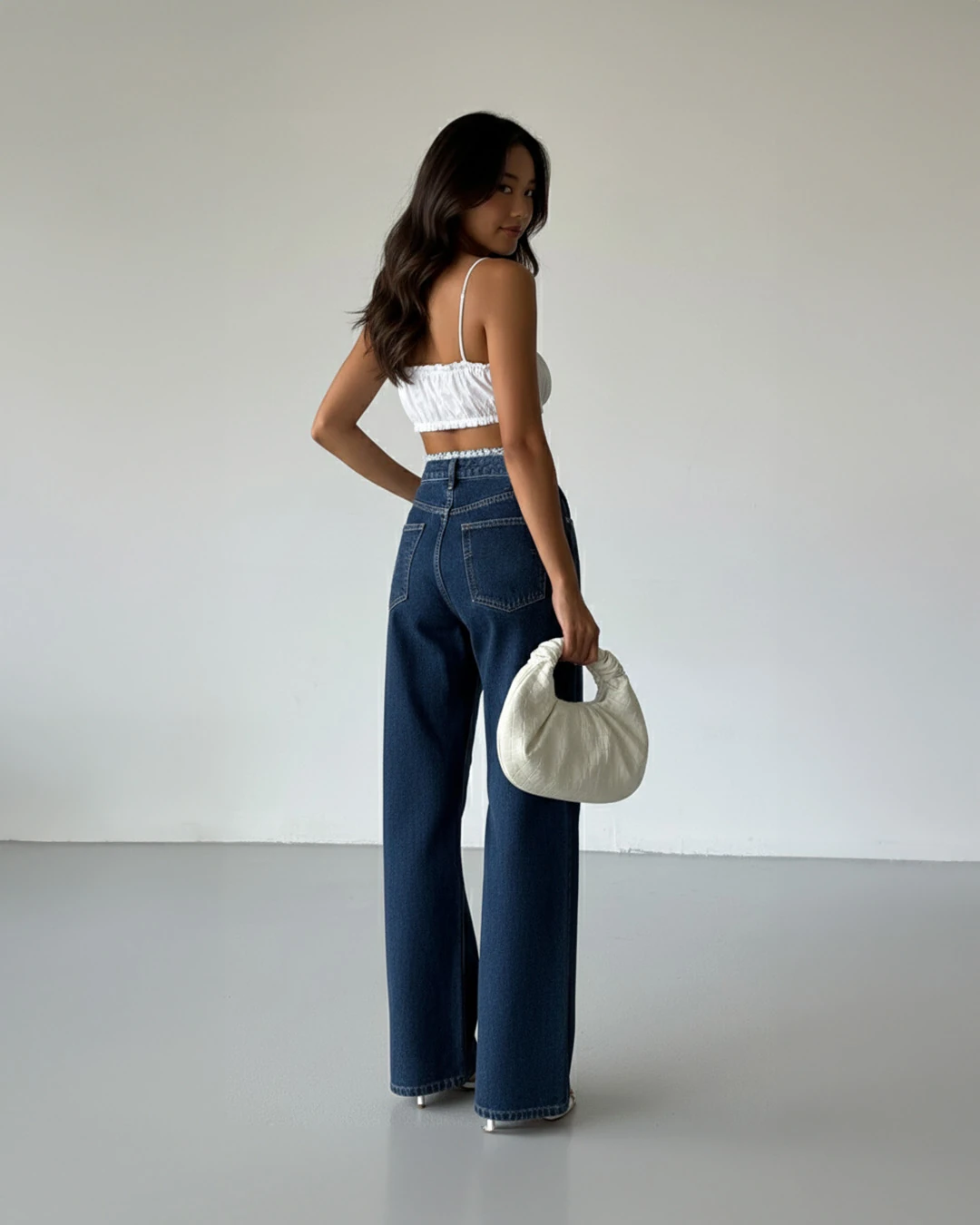 Dantel Kurdele Detail Mavi Jean