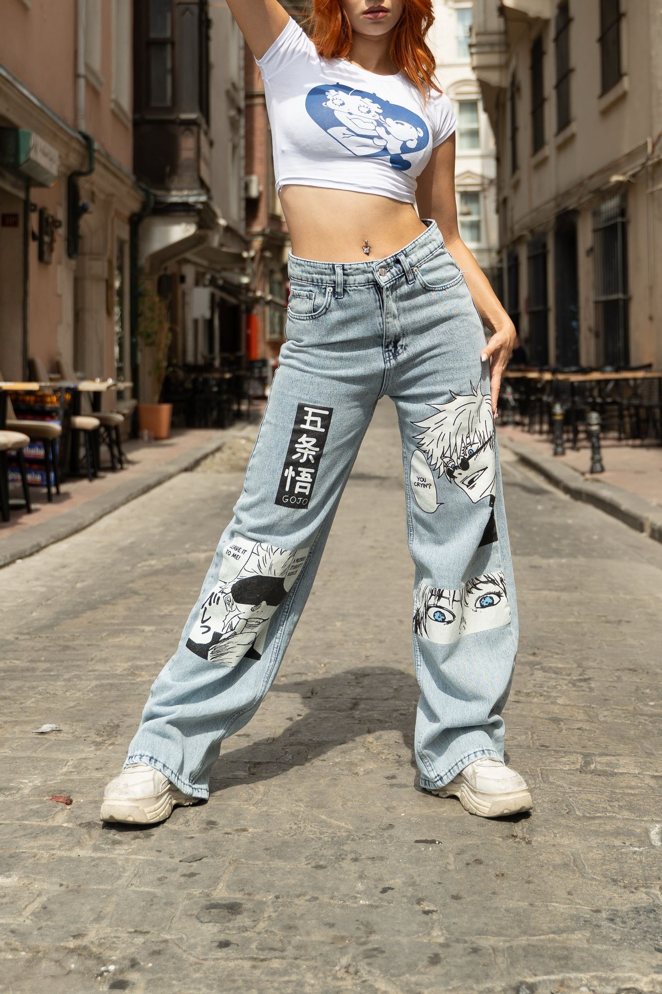 Gojo One Mavi Kar Yıkamalı Baggy Pantalon