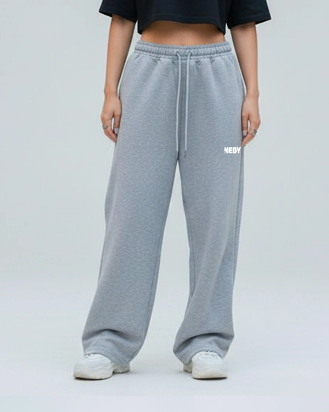 Gri Kedy Detaylı Baggy Unisex Eşofman Altı