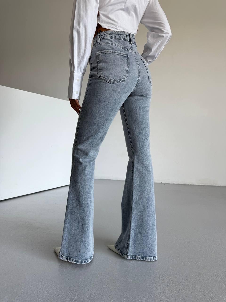 Açık Mavi Yüksel Bel İspanyol Paça Esnek Likralı Jean Kot Pantolon