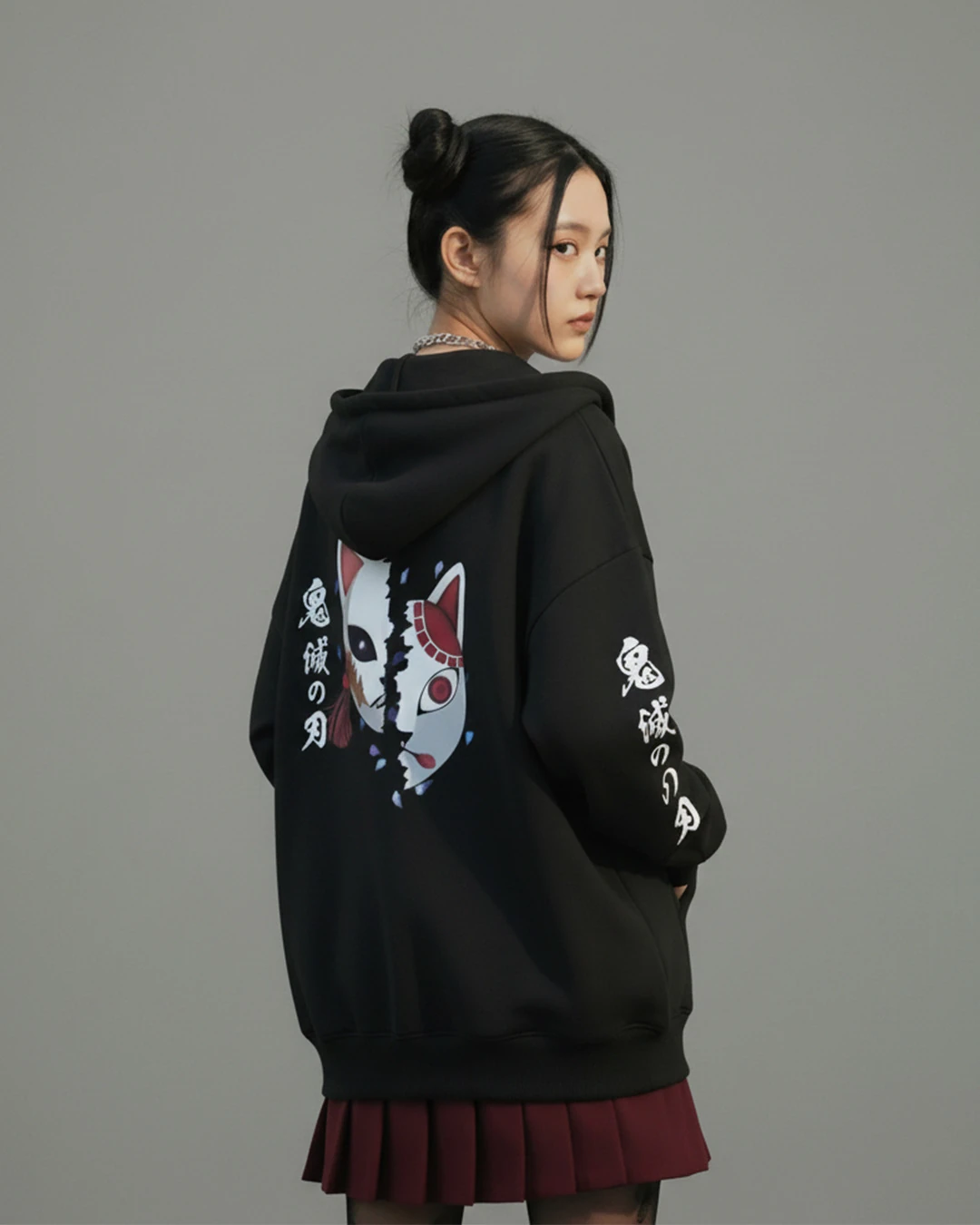 Cat Anime Siyah Oversize Unisex Hırka