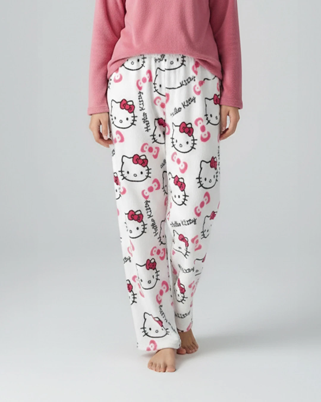 Beyaz Hello Kitty Peluş Pijama