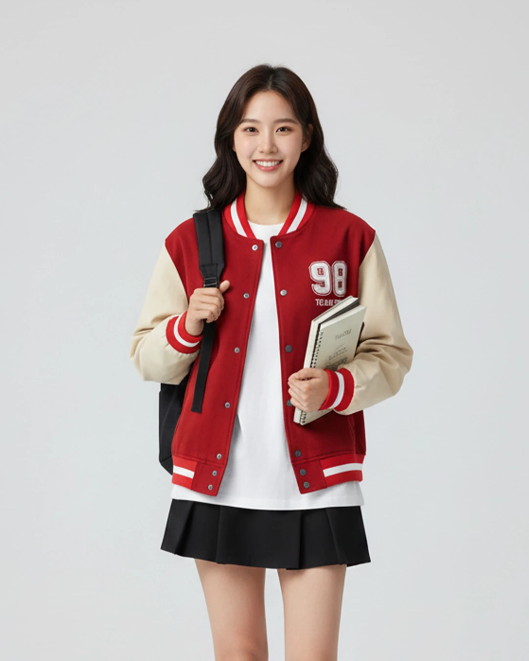 Kırmızı 98 Detail Oversize Unisex Kolej Ceket