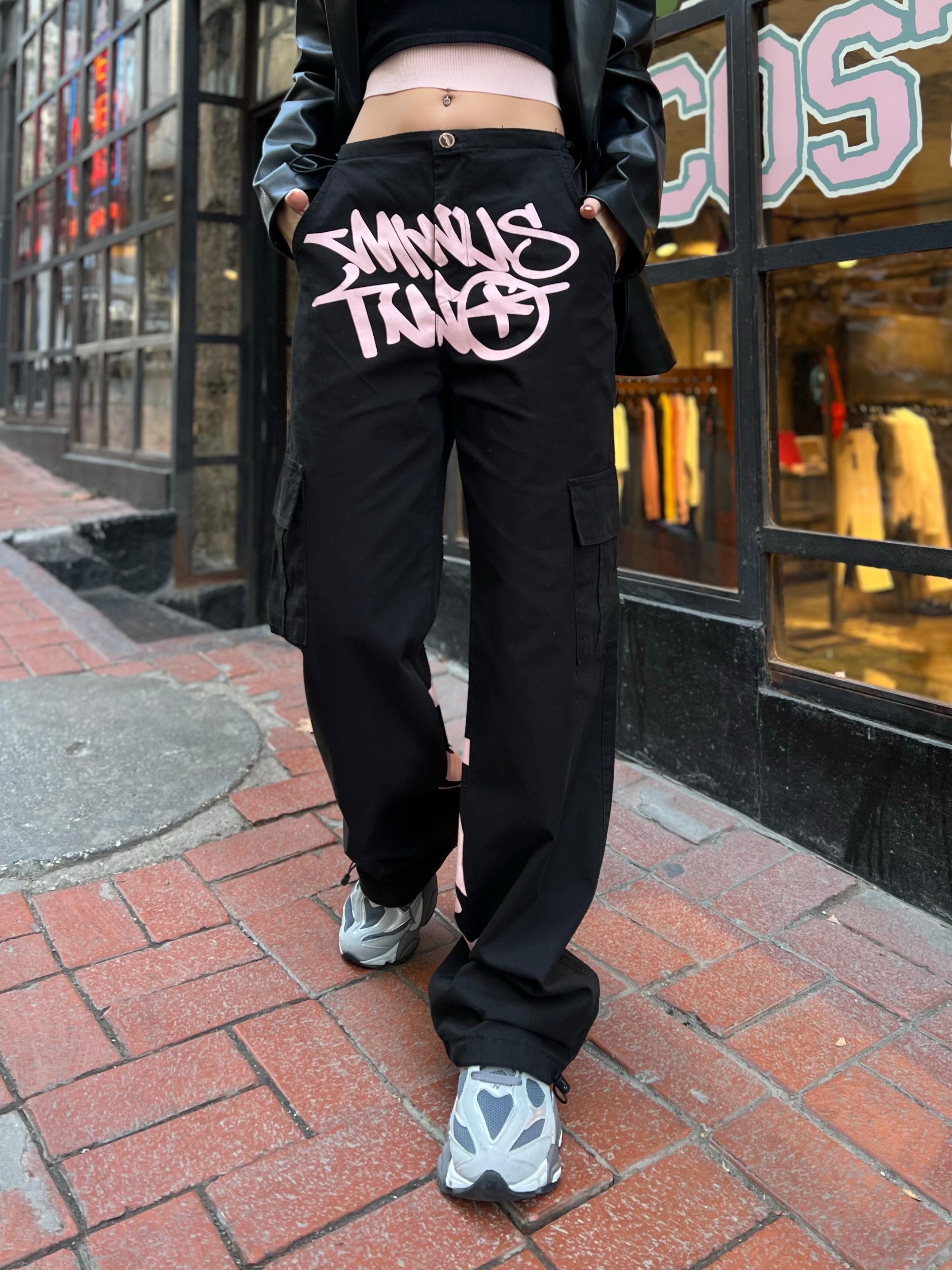 Grunge Baskılı Kargo Pantolon