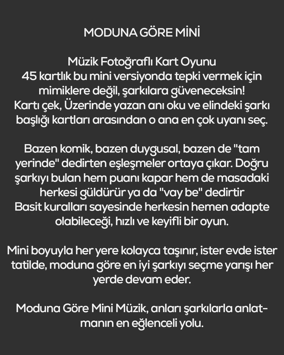 Lyric vibe Modunu Bul Mini Fotoğraflı Kart Oyunu
