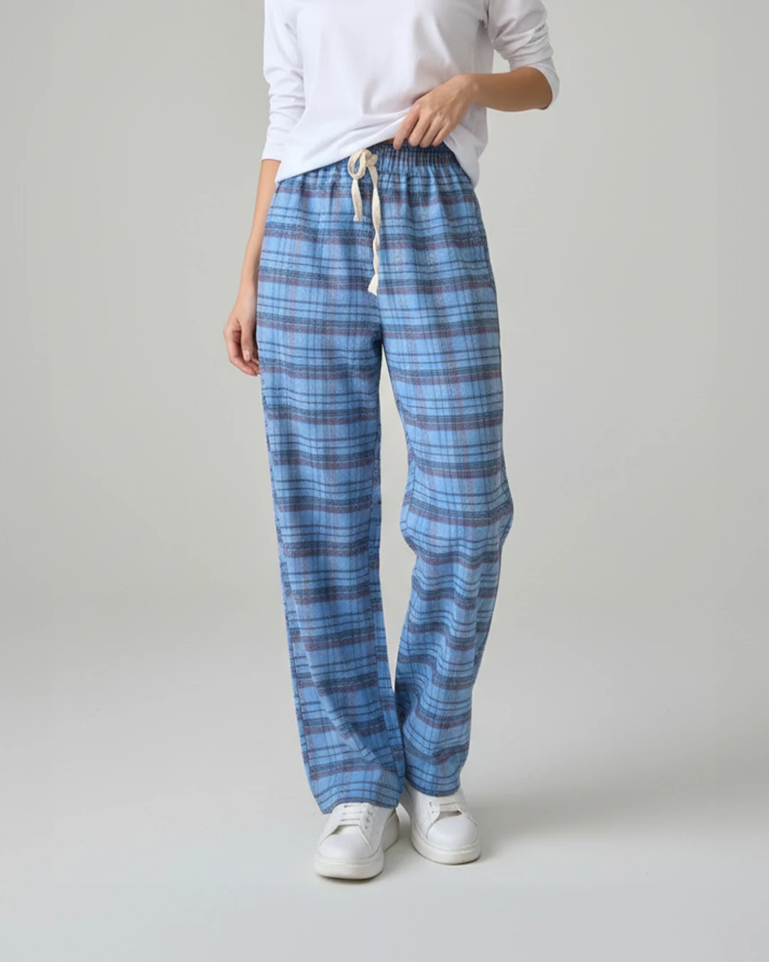 Mavi Ekose Detail Unisex Eşofman Altı