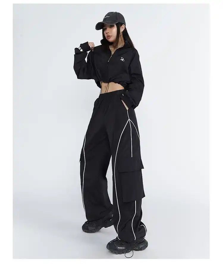 Siyah Line Detail Kargo Cepli Eşofman Altı