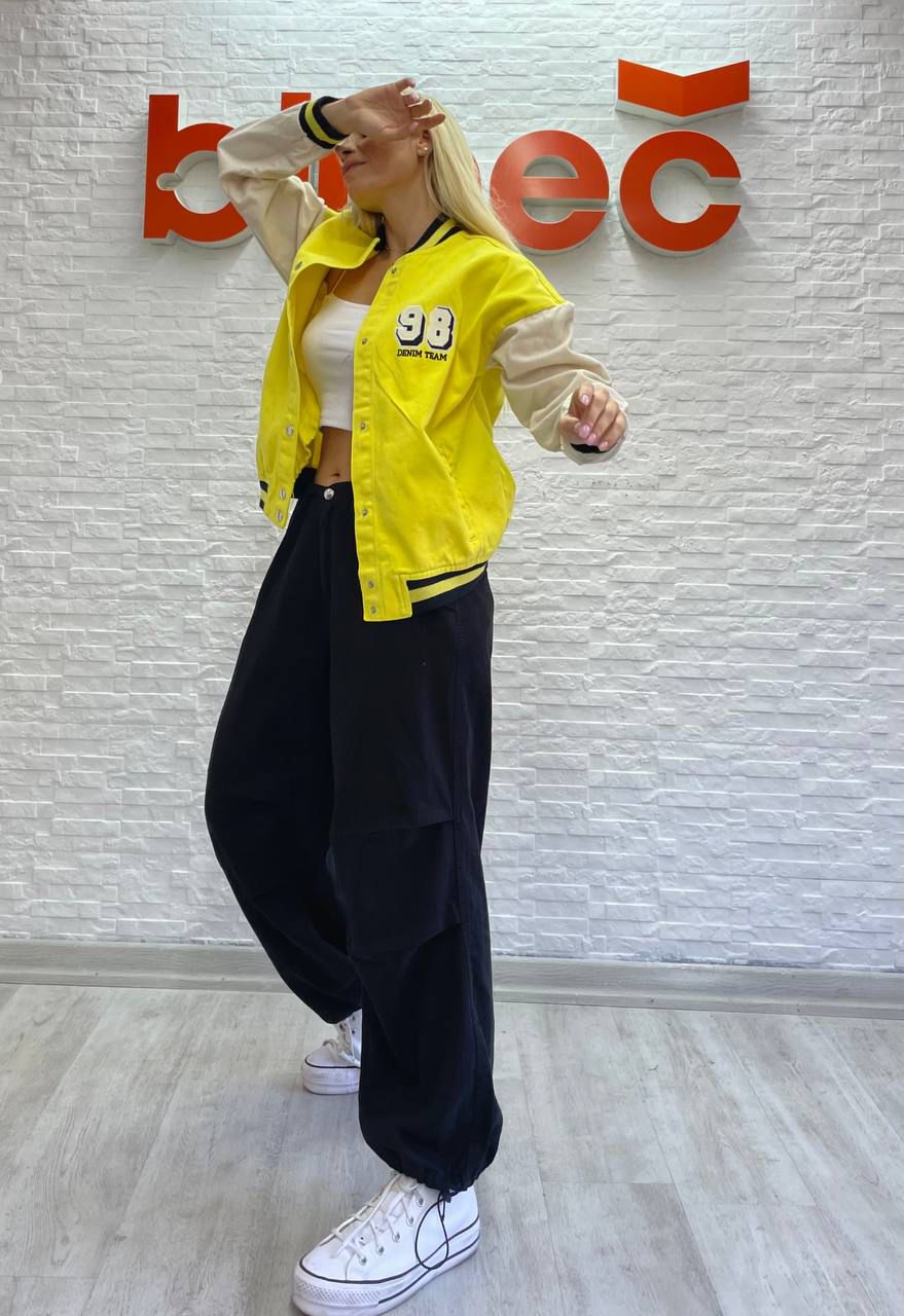Sarı 98 Detail Oversize Unisex Kolej Ceket