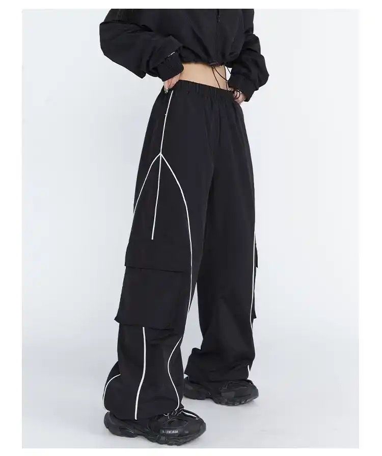 Siyah Line Detail Kargo Cepli Eşofman Altı