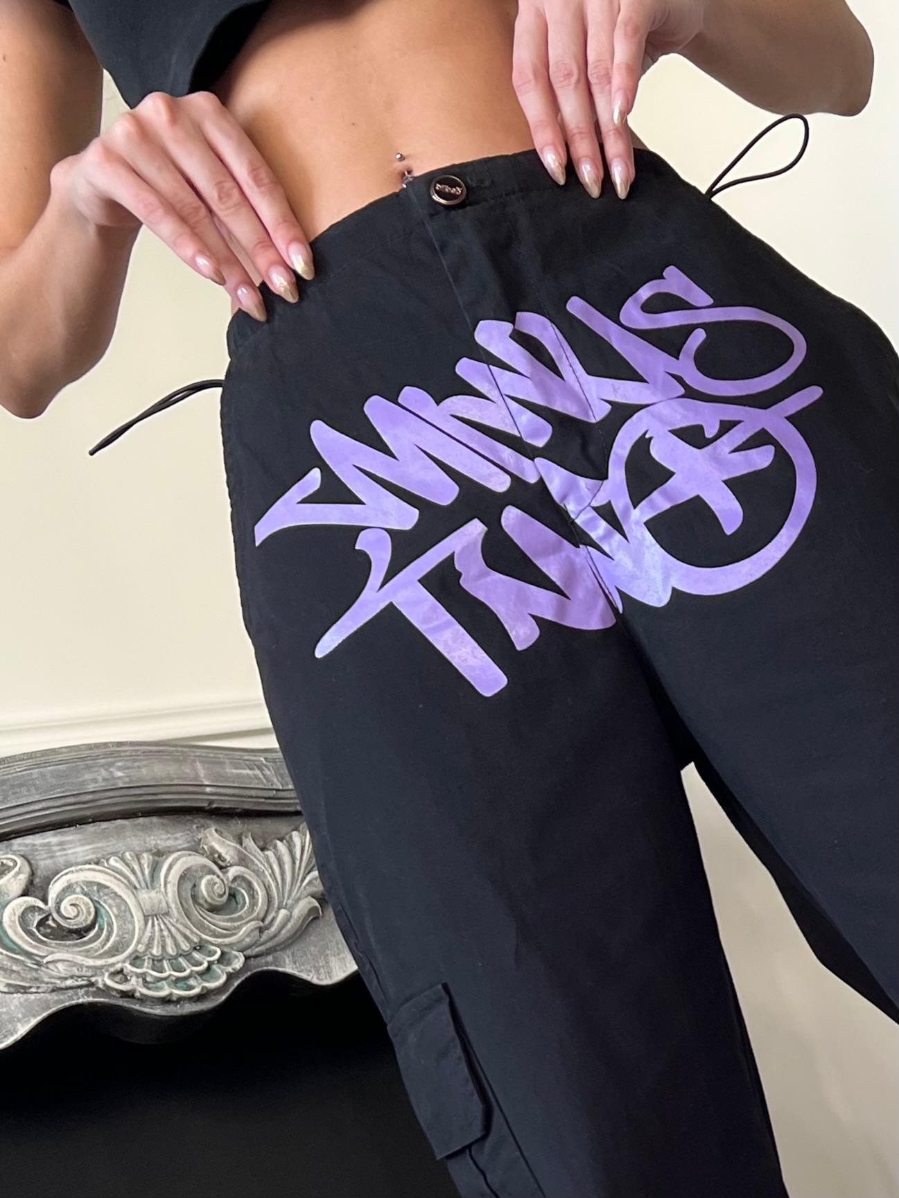 Grunge Siyah-Lila Pantalon